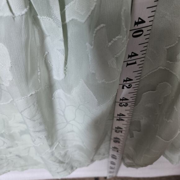 Lulu's Jacquard Short Sleeve Wrap Midi Dress S Blissfully Sage Green Ruffle - Picture 11 of 12